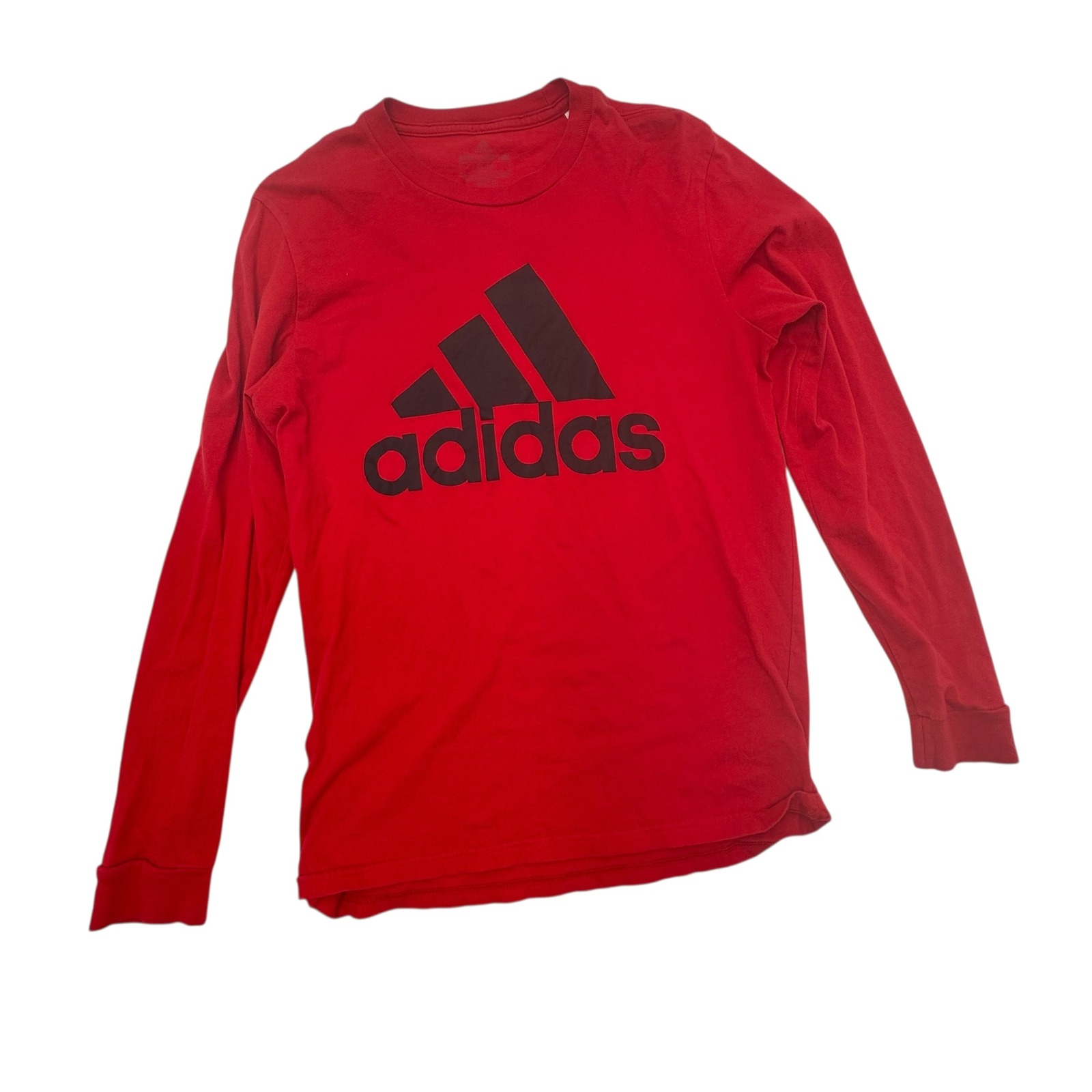 Adidas Long Sleeve T Shirt Mens Medium Red Good Graphic Logo Cotton Blend Tee